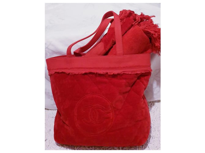 Chanel Einkaufstasche + neues Handtuch Rot - Ansicht 2