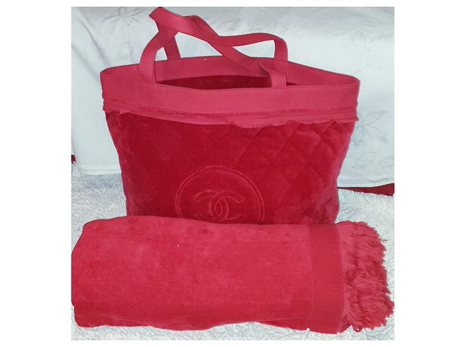 Chanel Einkaufstasche + neues Handtuch Rot - Ansicht 4