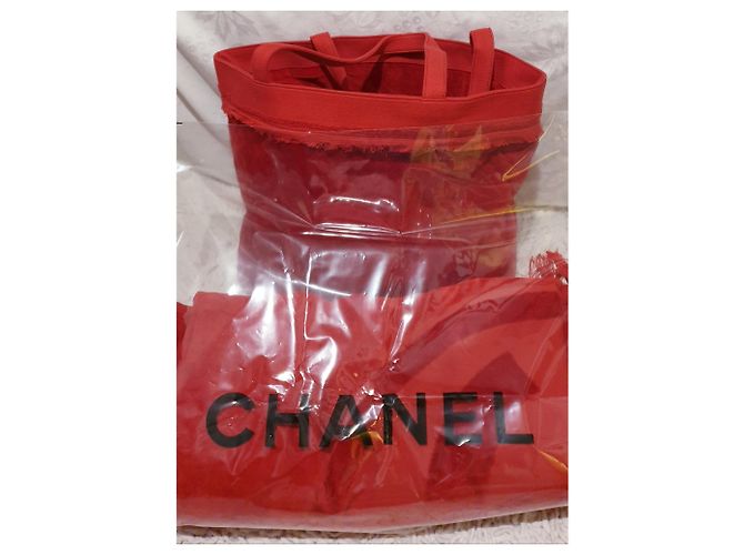 Chanel Einkaufstasche + neues Handtuch Rot - Ansicht 8