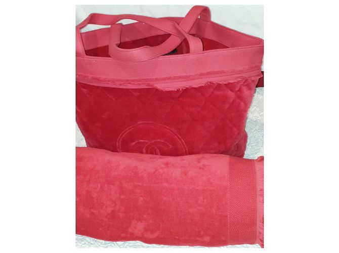 Chanel Einkaufstasche + neues Handtuch Rot - Ansicht 9