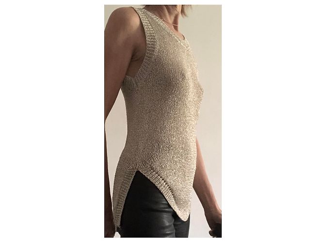 Autre Marque top de malla sin mangas lurex soft gold T. 36 Dorado - vista 3