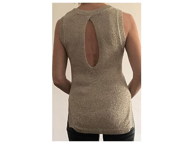 Autre Marque top de malla sin mangas lurex soft gold T. 36 Dorado - vista 4