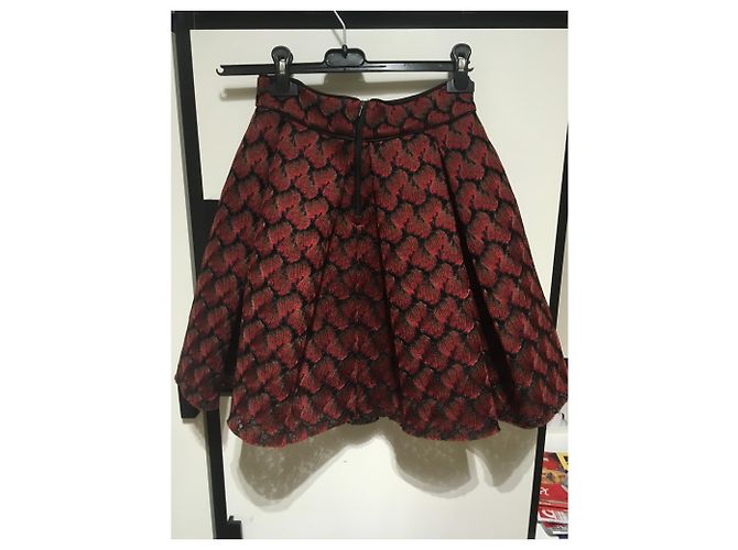 Falda midi de encaje Maje negra roja Negro Multicolor Burdeos - vista 2