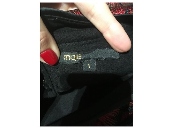 Falda midi de encaje Maje negra roja Negro Multicolor Burdeos - vista 4
