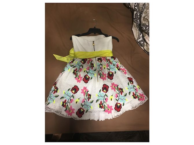 Mini abito Manoush con ricamo floreale in seta e cotone Rosa Bianco Rosso Blu Multicolore Verde Giallo - vista 2