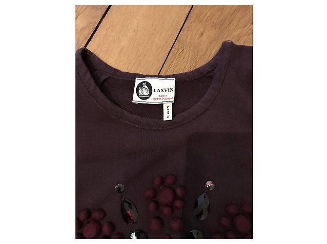 Lanvin Sweet Strickpullover aus Baumwolle dunkelrot lila Bordeaux Pflaume Fuschia - Ansicht 4