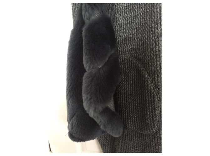 Autre Marque Giacca gilet collo e polsini in Rex Grigio antracite - vista 2