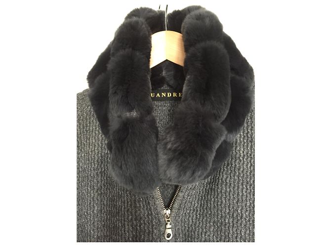 Autre Marque Giacca gilet collo e polsini in Rex Grigio antracite - vista 3