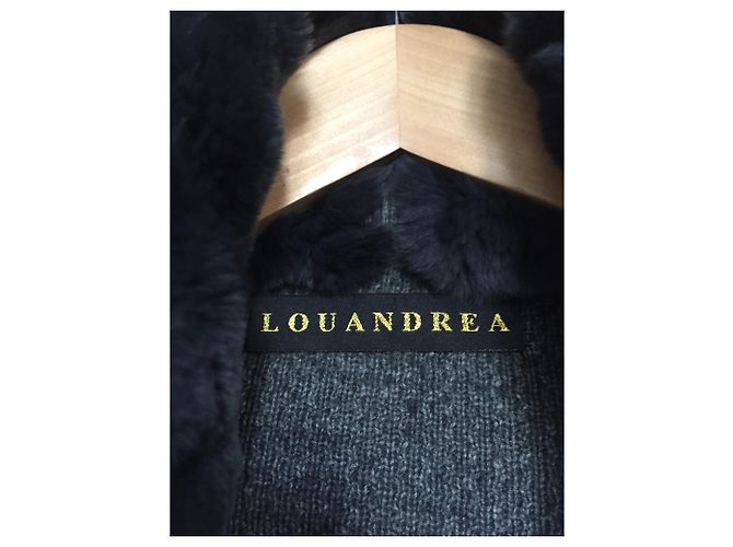 Autre Marque Giacca gilet collo e polsini in Rex Grigio antracite - vista 4