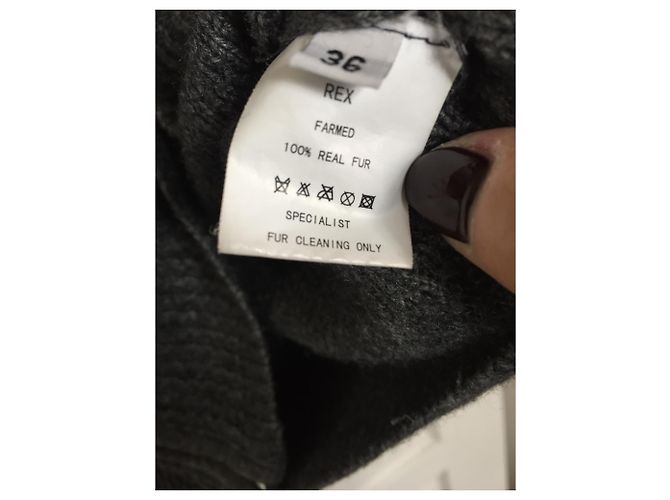 Autre Marque Giacca gilet collo e polsini in Rex Grigio antracite - vista 5