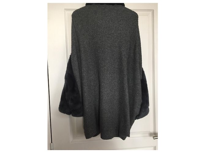 Autre Marque Giacca gilet collo e polsini in Rex Grigio antracite - vista 6