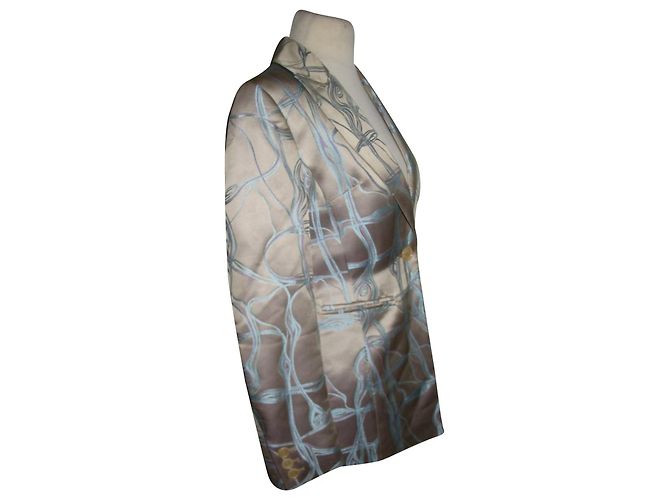 Karen Millen Hellgoldener Longline Blazer Metallisch Hellblau - Ansicht 2