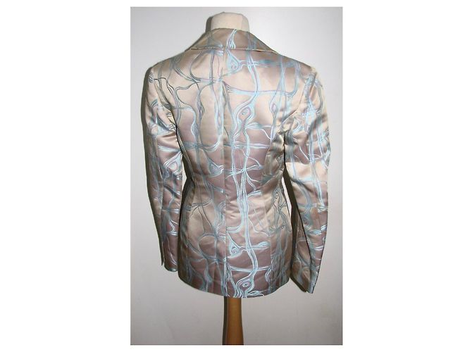 Karen Millen Hellgoldener Longline Blazer Metallisch Hellblau - Ansicht 3