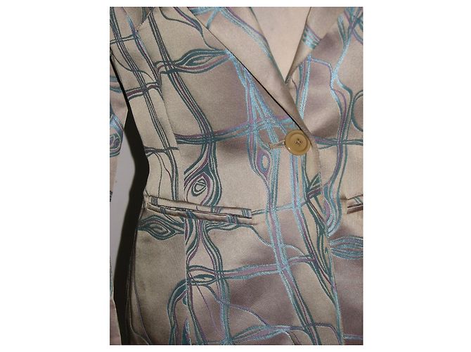 Karen Millen Hellgoldener Longline Blazer Metallisch Hellblau - Ansicht 4
