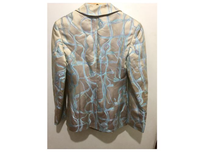 Karen Millen Hellgoldener Longline Blazer Metallisch Hellblau - Ansicht 6