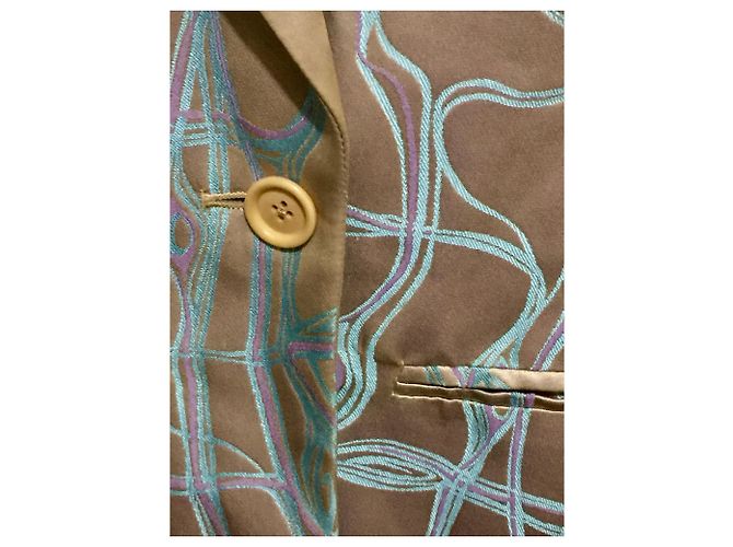 Karen Millen Hellgoldener Longline Blazer Metallisch Hellblau - Ansicht 7