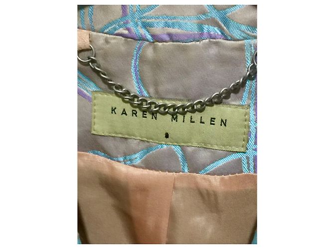 Karen Millen Hellgoldener Longline Blazer Metallisch Hellblau - Ansicht 8