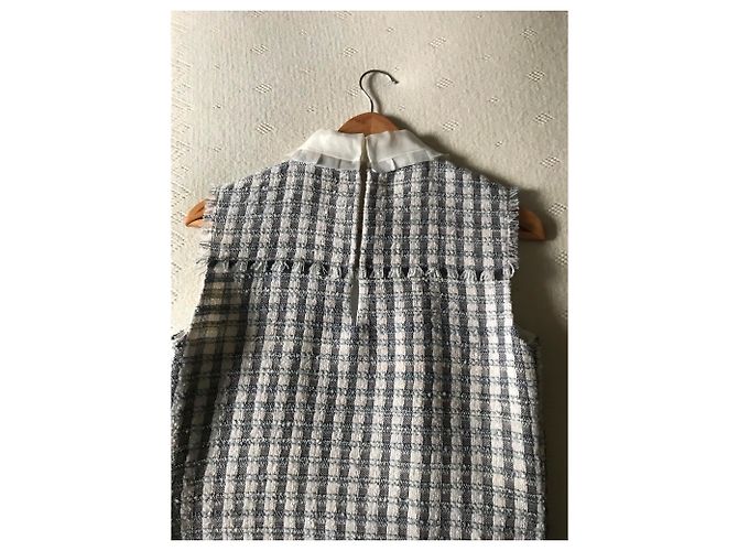 Vestido Miu Miu de lã e mohair cinza e branco - vista 3