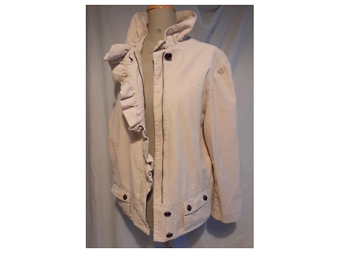 Autre Marque Kurzjacke aus cremefarbenem Samt mit Rüschenkragen - Ansicht 3