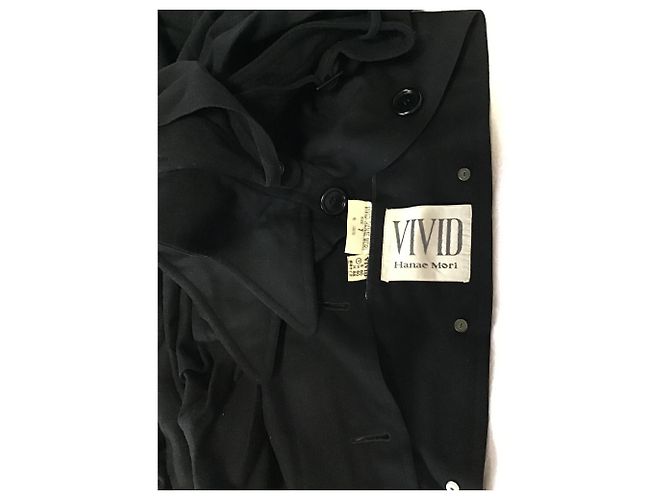 Capa Hanae Mori de lana negra con capucha desmontable Negro - vista 10
