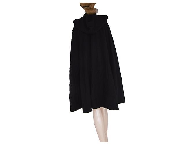 Capa Hanae Mori de lana negra con capucha desmontable Negro - vista 11