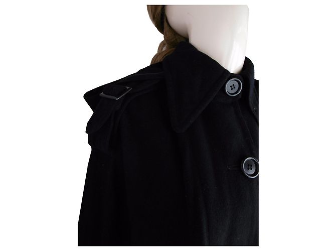Capa Hanae Mori de lana negra con capucha desmontable Negro - vista 4