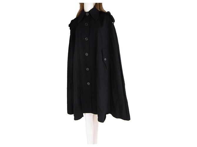 Capa Hanae Mori de lana negra con capucha desmontable Negro - vista 5