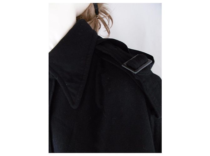 Capa Hanae Mori de lana negra con capucha desmontable Negro - vista 6