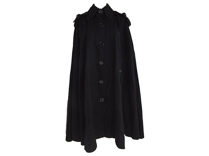 Capa Hanae Mori de lana negra con capucha desmontable Negro - vista 7
