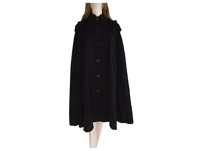 Capa Hanae Mori de lana negra con capucha desmontable Negro - vista 8