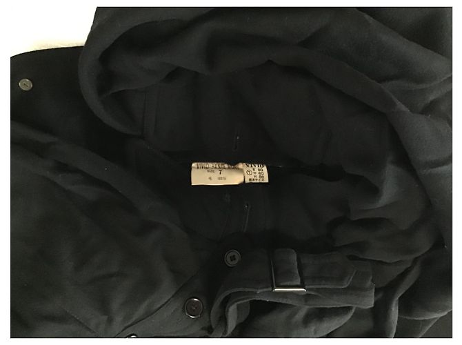 Capa Hanae Mori de lana negra con capucha desmontable Negro - vista 9