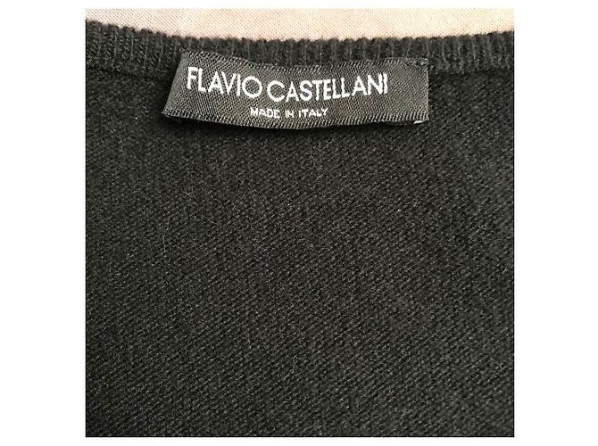 Asymmetrischer langer Pullover Flavio Castellani schwarz Kaschmir Wolle - Ansicht 3