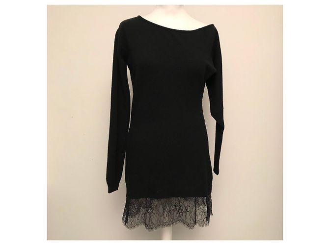 Asymmetrischer langer Pullover Flavio Castellani schwarz Kaschmir Wolle - Ansicht 5