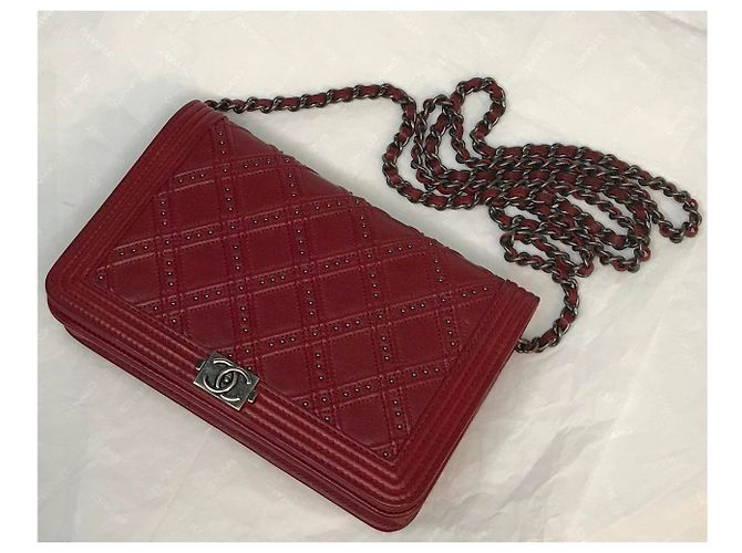 Wallet On Chain Chanel Borsa con patta Dallas WOC con scatola Bordò - vista 11
