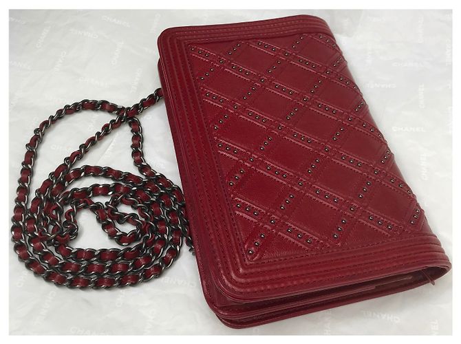 Wallet On Chain Chanel Borsa con patta Dallas WOC con scatola Bordò - vista 12