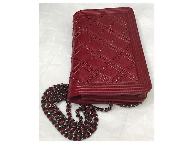 Wallet On Chain Chanel Borsa con patta Dallas WOC con scatola Bordò - vista 13