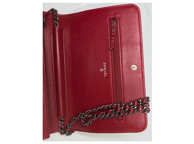 Wallet On Chain Chanel Borsa con patta Dallas WOC con scatola Bordò - vista 15