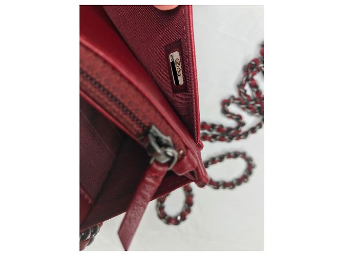 Wallet On Chain Chanel Borsa con patta Dallas WOC con scatola Bordò - vista 16