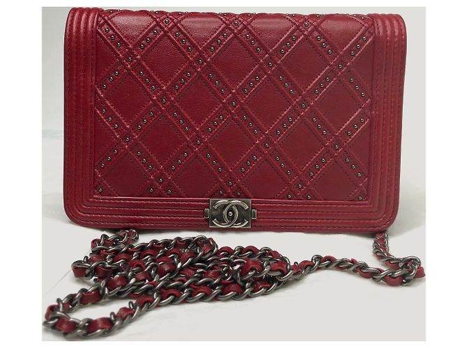 Wallet On Chain Chanel Borsa con patta Dallas WOC con scatola Bordò - vista 17
