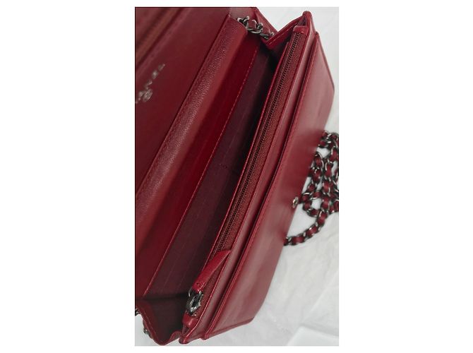 Wallet On Chain Chanel Borsa con patta Dallas WOC con scatola Bordò - vista 18