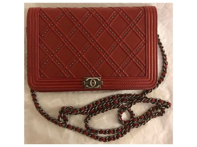 Wallet On Chain Chanel Borsa con patta Dallas WOC con scatola Bordò - vista 21