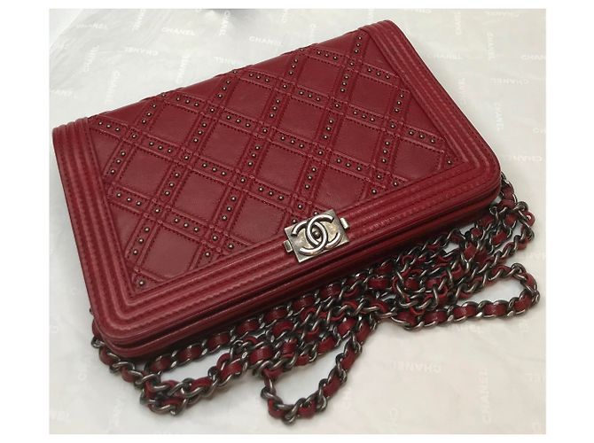 Wallet On Chain Chanel Borsa con patta Dallas WOC con scatola Bordò - vista 22