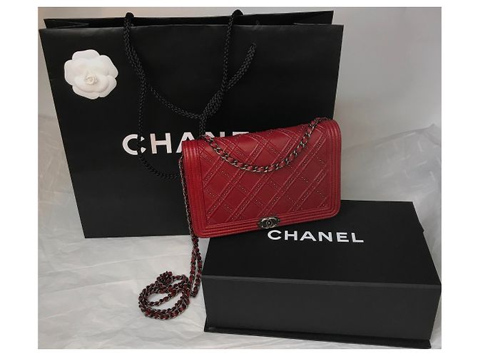 Wallet On Chain Chanel Borsa con patta Dallas WOC con scatola Bordò - vista 23
