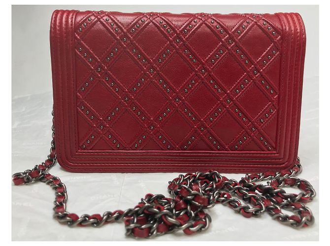Wallet On Chain Chanel Borsa con patta Dallas WOC con scatola Bordò - vista 5