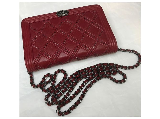 Wallet On Chain Chanel Borsa con patta Dallas WOC con scatola Bordò - vista 6