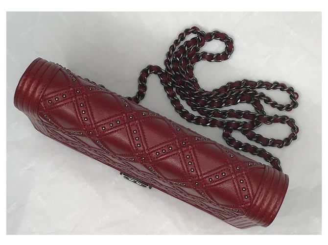 Wallet On Chain Chanel Borsa con patta Dallas WOC con scatola Bordò - vista 7