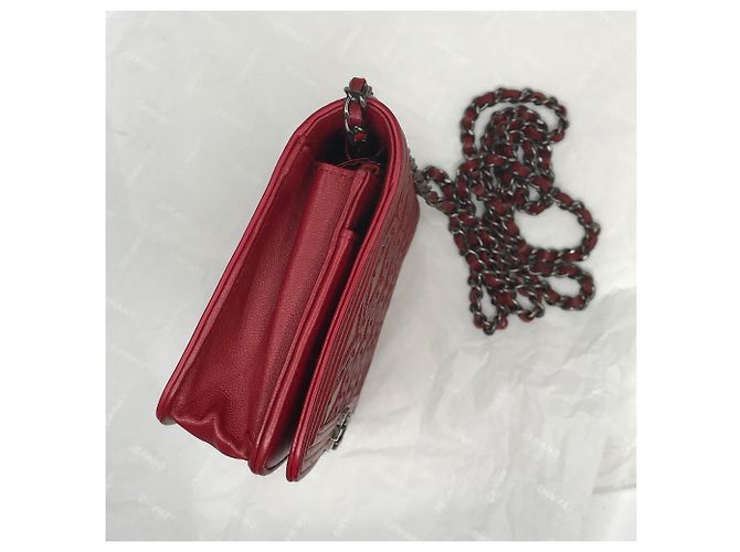 Wallet On Chain Chanel Borsa con patta Dallas WOC con scatola Bordò - vista 8