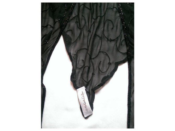 Estola triangular Escada de seda e pérolas negras Preto - vista 3