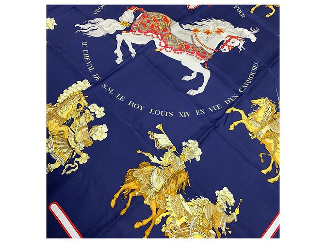 Pañuelo de seda Hermès Carroussel azul marino 90x90 cm - vista 5
