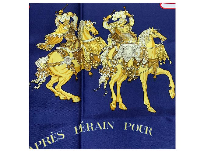 Pañuelo de seda Hermès Carroussel azul marino 90x90 cm - vista 9